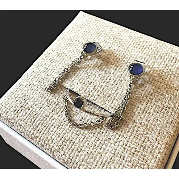 Pura Vida Mood Chain Wrap Post Earrings & Ring Size 8 with Chain Set - Picture 4 of 6